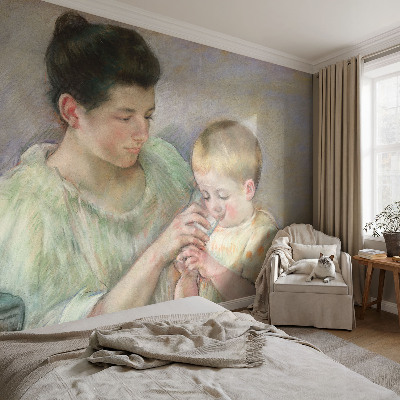 Zelfklevend fotobehang met ontwerp met het thema ouderlijke zorg