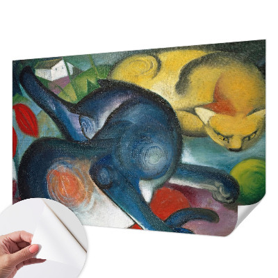 Fotobehang zelfklevend met katillustraties als kunstzinnig motief