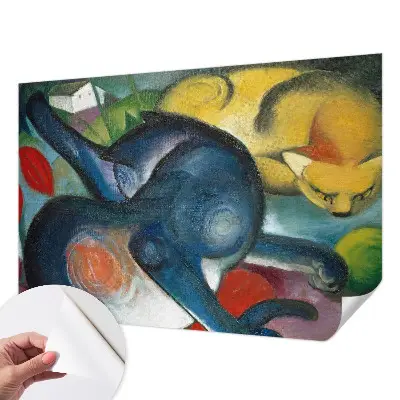 Fotobehang zelfklevend met katillustraties als kunstzinnig motief