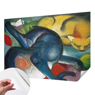 Fotobehang zelfklevend met katillustraties als kunstzinnig motief