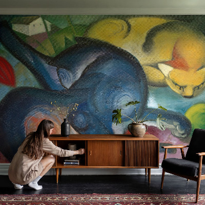 Fotobehang zelfklevend met katillustraties als kunstzinnig motief
