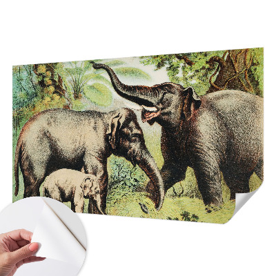 Fotobehang voor kinderkamer met een familie olifanten als ontwerp