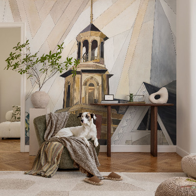 Fotobehang voor de kinderkamer met een architectonische toren als motief