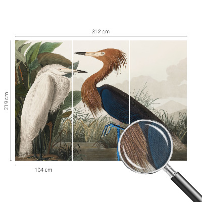 Zelfklevend fotobehang met een print van vogels tussen planten