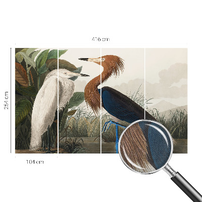 Zelfklevend fotobehang met een print van vogels tussen planten