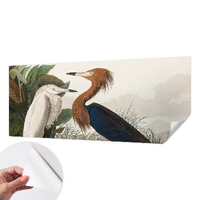 Zelfklevend fotobehang met een print van vogels tussen planten