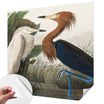 Zelfklevend fotobehang met een print van vogels tussen planten
