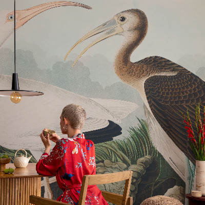 Foto behang voor de keuken met een vogelpaar als motief