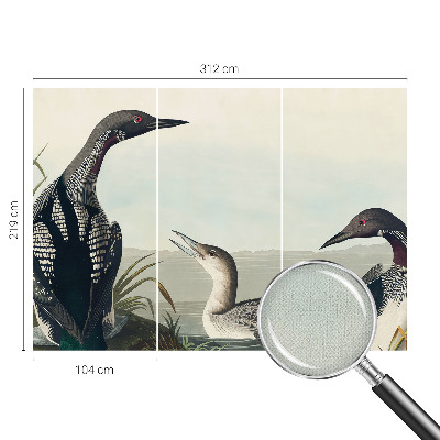 3D fotobehang met vogels boven het water als ontwerp