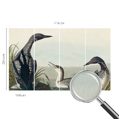 3D fotobehang met vogels boven het water als ontwerp