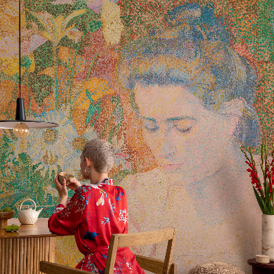 Fotobehang voor kinderkamer met een bloemenportret als motief