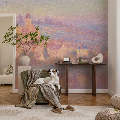 Fotobehang babykamer met afbeelding van een charmant stadje