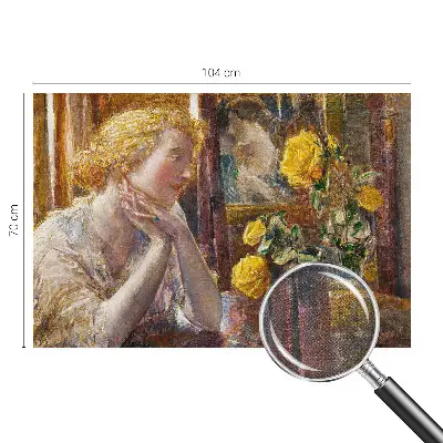 Fotobehang tienerkamer met een afbeelding van een vrouw omringd door rozen
