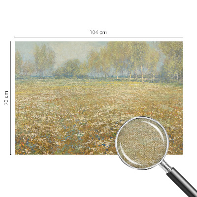 Zelfklevend fotobehang met een bloeiend veld als ontwerp