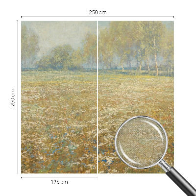 Zelfklevend fotobehang met een bloeiend veld als ontwerp