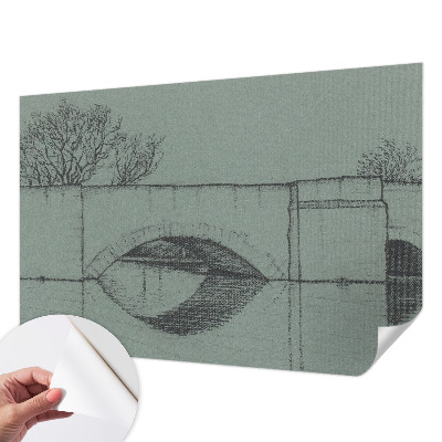 3D fotobehang met print van een boogbrug