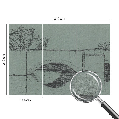 3D fotobehang met print van een boogbrug