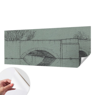 3D fotobehang met print van een boogbrug