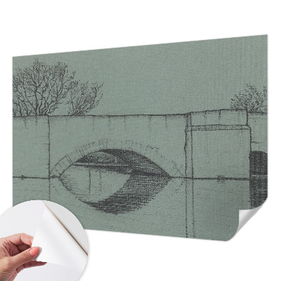 3D fotobehang met print van een boogbrug