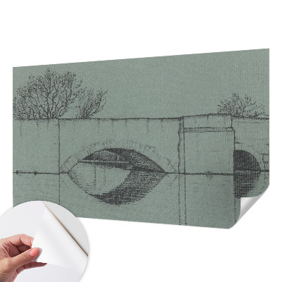 3D fotobehang met print van een boogbrug