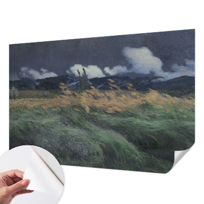 Foto behang voor de kinderkamer met door de wind meegevoerde grassen als motief