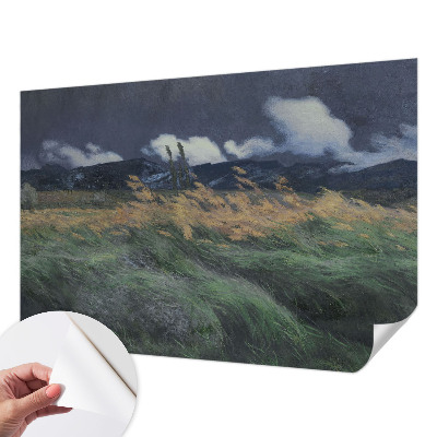 Foto behang voor de kinderkamer met door de wind meegevoerde grassen als motief