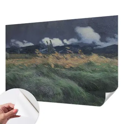 Foto behang voor de kinderkamer met door de wind meegevoerde grassen als motief