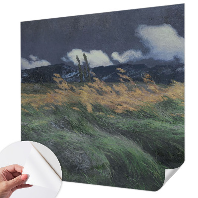 Foto behang voor de kinderkamer met door de wind meegevoerde grassen als motief