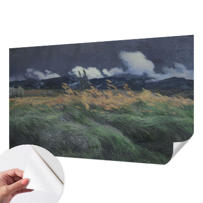 Foto behang voor de kinderkamer met door de wind meegevoerde grassen als motief