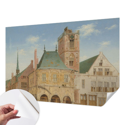 Fotobehang kinderkamer met een print van een historisch stadhuis