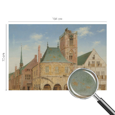 Fotobehang kinderkamer met een print van een historisch stadhuis