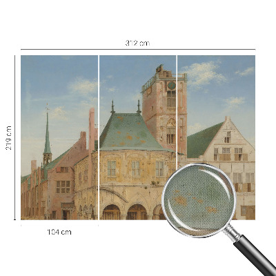 Fotobehang kinderkamer met een print van een historisch stadhuis