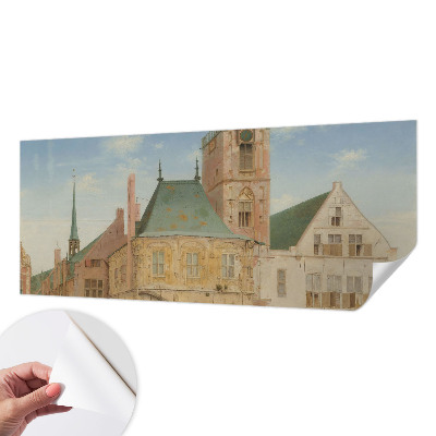 Fotobehang kinderkamer met een print van een historisch stadhuis