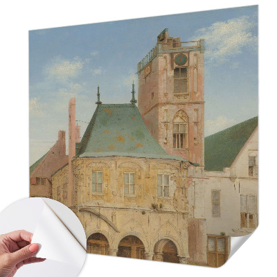 Fotobehang kinderkamer met een print van een historisch stadhuis