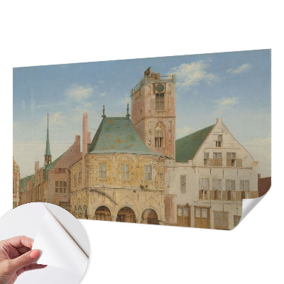 Fotobehang kinderkamer met een print van een historisch stadhuis