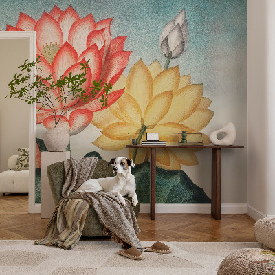 Fotobehang babykamer met lotusbloemen