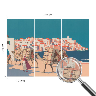 3D fotobehang Kamelenkaravaan