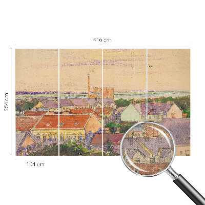 Foto behang voor de kinderkamer met een print van stedelijke daken