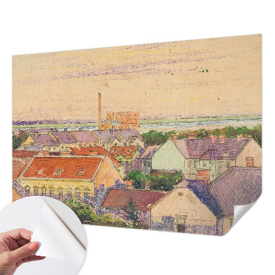 Foto behang voor de kinderkamer met een print van stedelijke daken