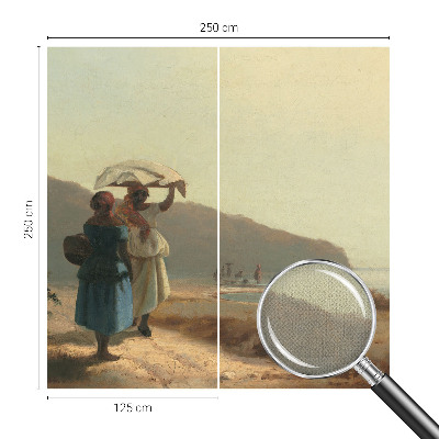 Foto behang voor de keuken met een print van een kustwandeling