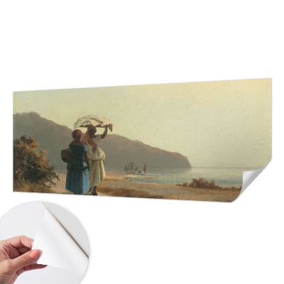 Foto behang voor de keuken met een print van een kustwandeling