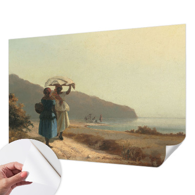 Foto behang voor de keuken met een print van een kustwandeling