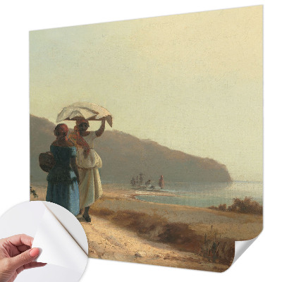 Foto behang voor de keuken met een print van een kustwandeling