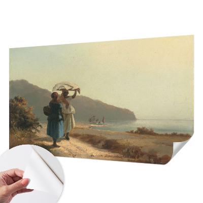 Foto behang voor de keuken met een print van een kustwandeling