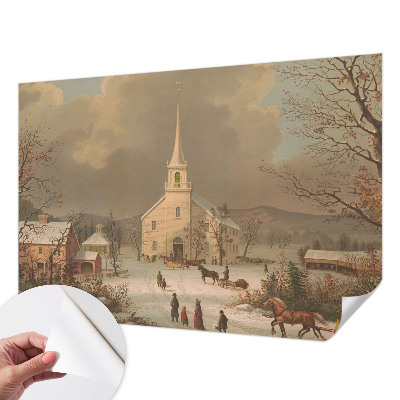 Zelfklevend fotobehang op maat met winterlandschap als motief