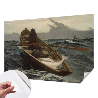 Zelfklevende behangsticker met een afbeelding van een visser op zee