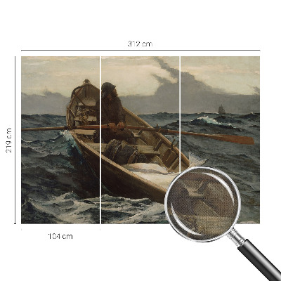 Zelfklevende behangsticker met een afbeelding van een visser op zee