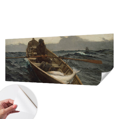 Zelfklevende behangsticker met een afbeelding van een visser op zee