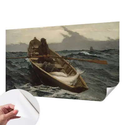 Zelfklevende behangsticker met een afbeelding van een visser op zee
