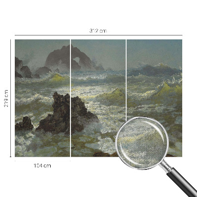 3D fotobehang met een afbeelding van een stormachtige zee
